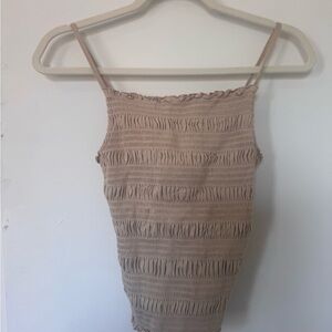 Tan Smocked Tank Top